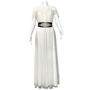 Lovely Grace - Womens White Sparkle Long Dress   Sz MD